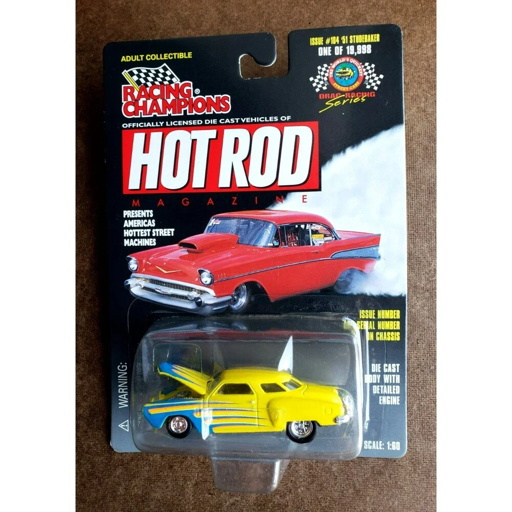 1998 Racing Champions 51 STUDEBAKER Yellow DRAG RACING SERIES 1:60 Scale 1/19998